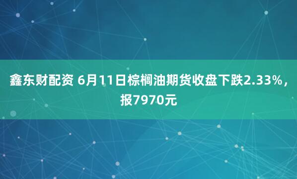 鑫东财配资 6月11日棕榈油期货收盘下跌2.33%，报7970元